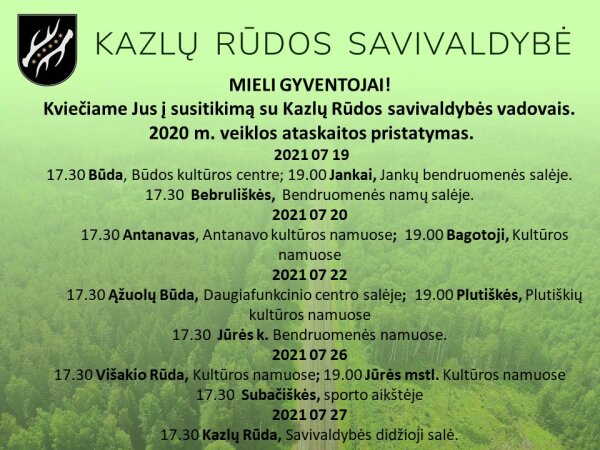 Bendruomenėms pristatoma Kazlų Rūdos savivaldybės mero ir tarybos ataskaita