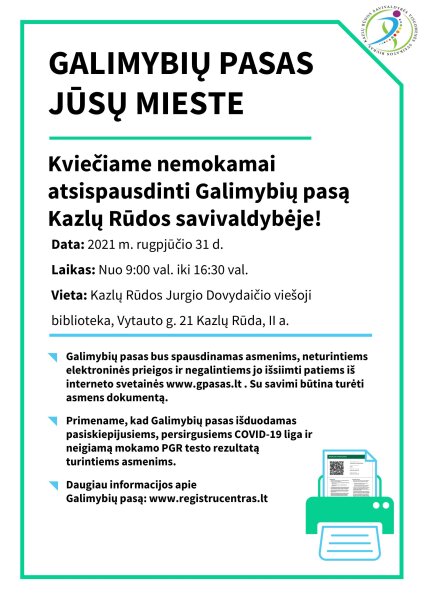 Kviečiame nemokamai atspausdinti Galimybių pasą