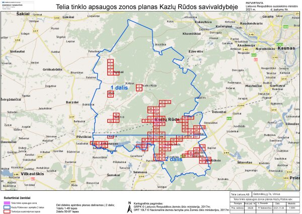 Telia tinklo apsaugos zonos planas Kazlų Rūdos savivaldybėje