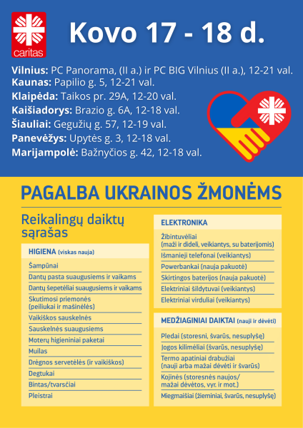 Vyksta daiktų rinkimo akcija Ukrainos žmonėms
