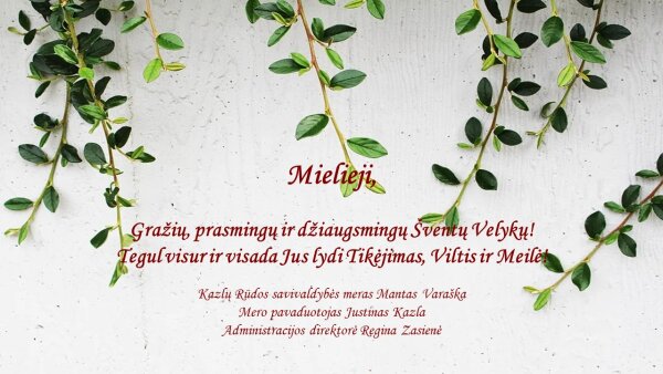 Sveikinimas Šv. Velykų proga!
