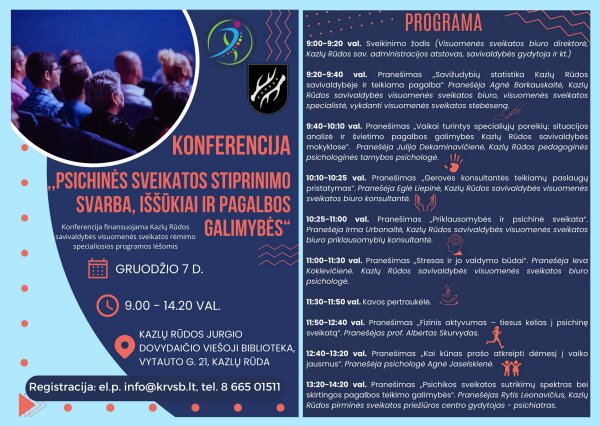 Konferencija "Psichinės sveikatos stiprinimo svarba, iššūkiai ir galimybės"