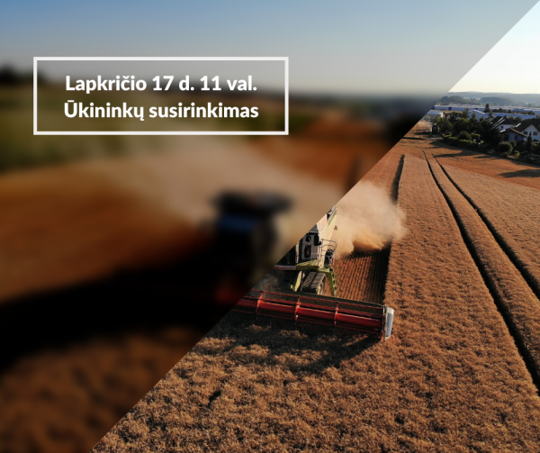 Lapkričio 17 d. 11 val. kviečiame į Kazlų Rūdos savivaldybės ūkininkų susirinkimą