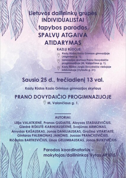 Kvietimas į Lietuvos dailininkų grupės "Individualistai" tapybos parodą