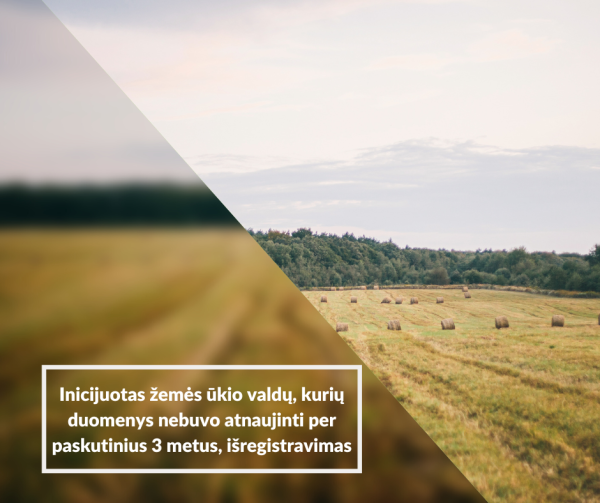 Inicijuotas žemės ūkio valdų, kurių duomenys nebuvo atnaujinti per paskutinius 3 metus,...
