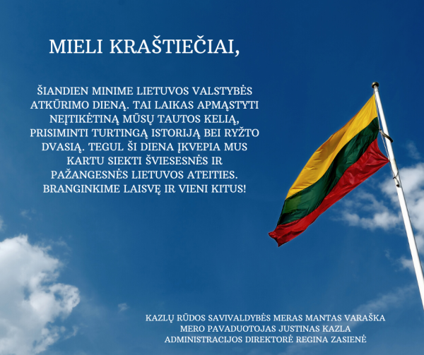 Vasario 16-osios sveikinimas