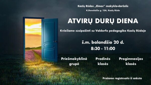 ATVIRŲ DURŲ DIENA Kazlų Rūdos „Elmos” mokykloje-darželyje