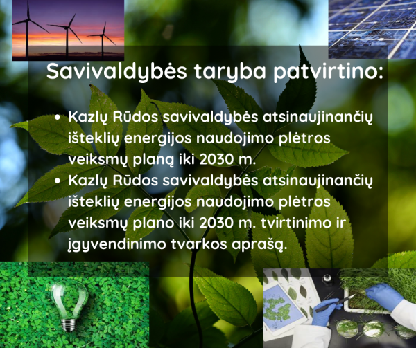 Patvirtintas Atsinaujinančių išteklių energijos naudojimo plėtros veiksmų planas iki 2030 m.