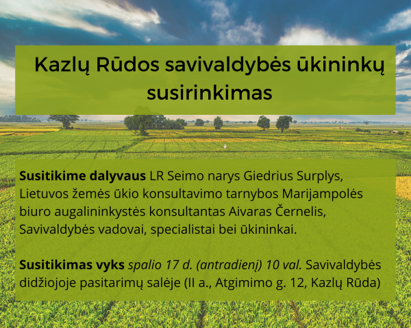 Kazlų Rūdos savivaldybės ūkininkų susirinkimas