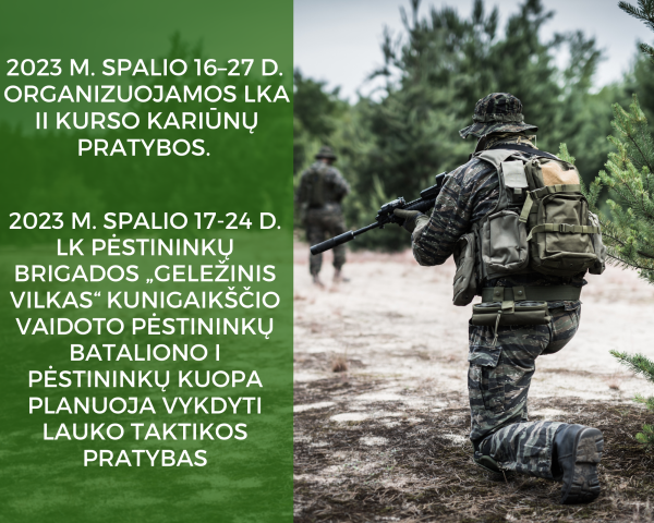 Nuo spalio 16 d. Kazlų Rūdos savivaldybės teritorijoje vyks Karių pratybos