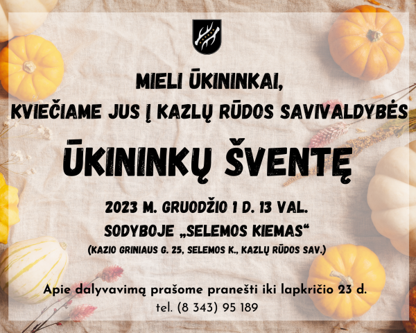 Kviečiame ūkininkus į šventę!