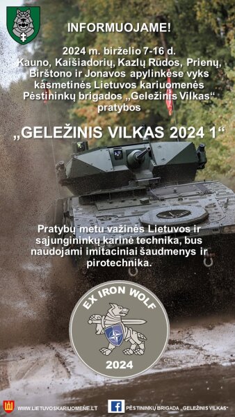 LK pratybose ,,Geležinis vilkas 2024 1" planuojami NATO oro policijos skrydžiai