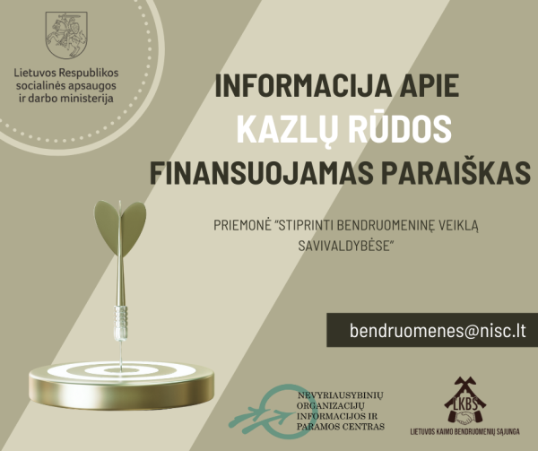 Skelbiame Kazlų Rūdos savivaldybės finansuojamas paraiškas