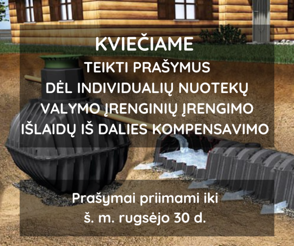 Kvietimas teikti paraiškas individualių nuotekų valymo įrenginių įrengimo išlaidų daliniam...