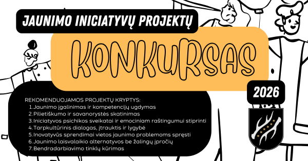 Kviečiame teikti paraiškas 2026 metų jaunimo iniciatyvų projektams
